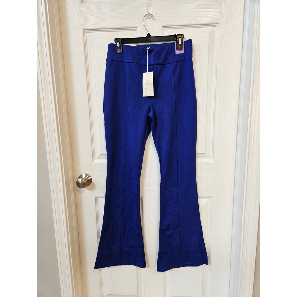 Dear Scarlett It’s Magic Flare Pants L Cobalt Blue Stretch Pull On NWT - Picture 2 of 11
